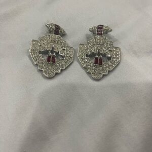 Vintage clip earring silver and Rubies used in great condition